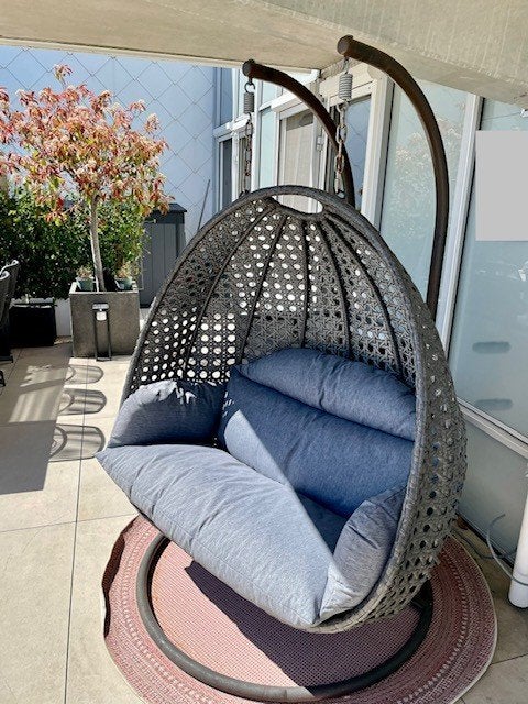 Hangstoel duo, Tuin en Terras, Tuinstoelen, Ophalen, Zo goed als nieuw, Wicker