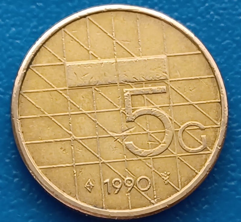 5 gulden 1990 - Beatrix, Ophalen of Verzenden, Koningin Beatrix, 5 gulden, Losse munt