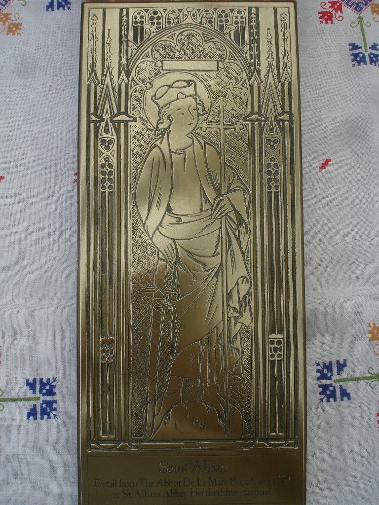 Kopergravure, Saint Albans Abbey, Hertfordshire, England!, Religie, Ophalen of Verzenden, Gravure, 35 cm