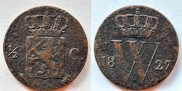 Halve cent 1827 U, Verzenden, Koning Willem I, Overige waardes
