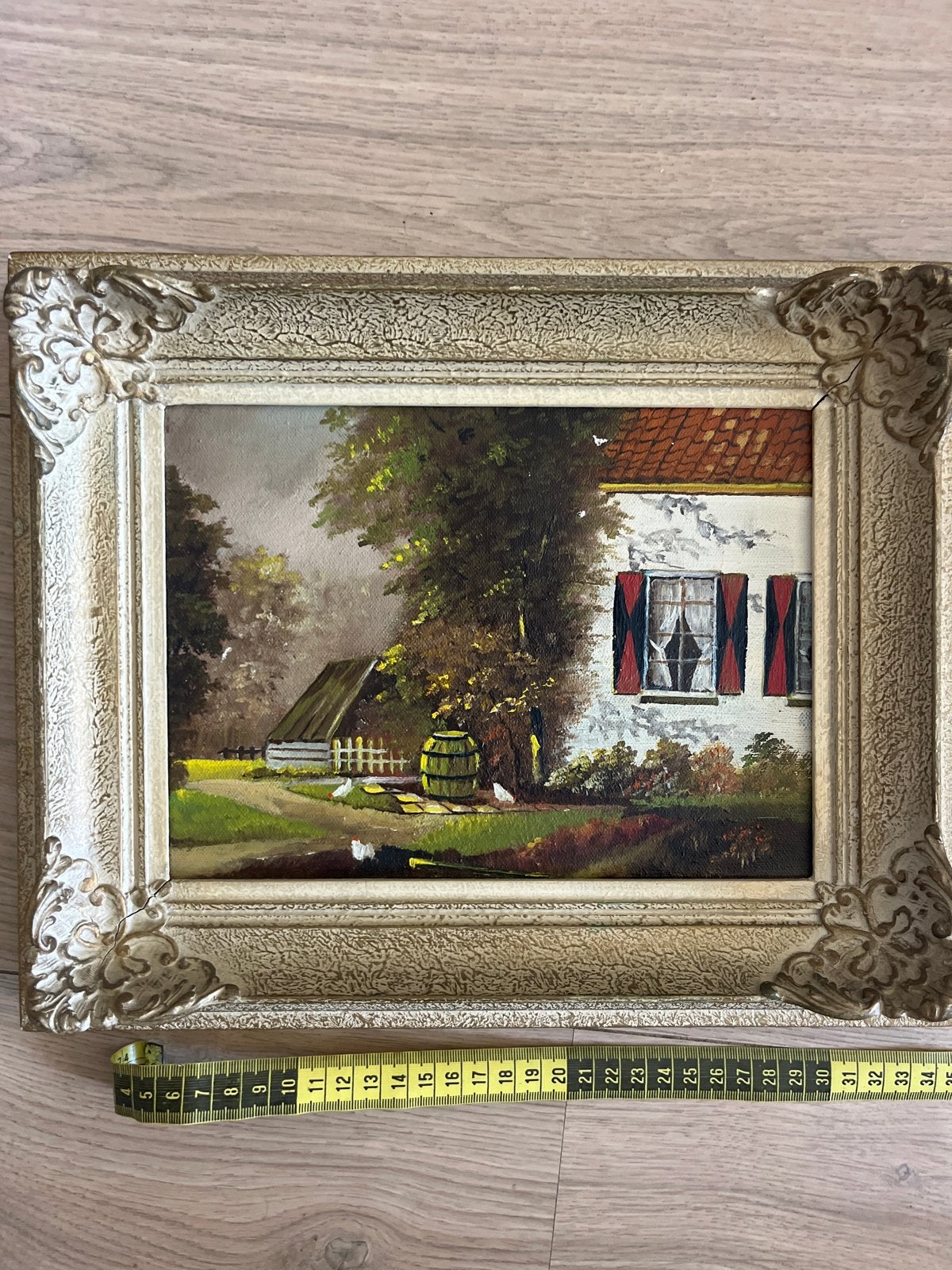 Schilderij Oud Hollands Huisje - Charmant en Ingelijst, Ophalen, Doek, Oud hollands, Olieverf