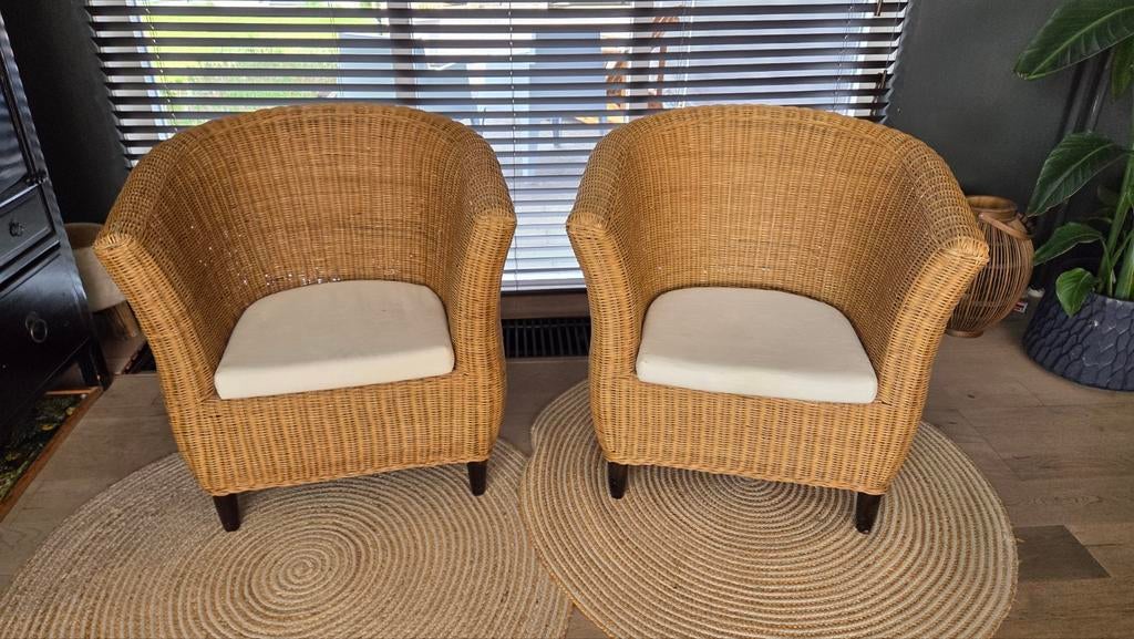 2 Mooie rieten stoelen, Gebruikt, Twee, Bruin, Riet of Rotan