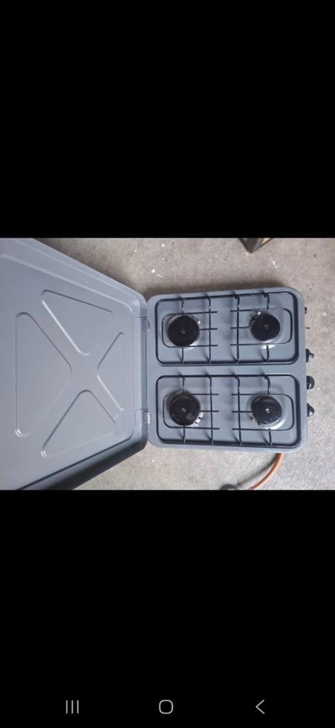 Gimeg 4-pits gasfornuis met deksel - Ideaal voor camping, Minder dan 85 cm, Zo goed als nieuw, Gas, Vrijstaand