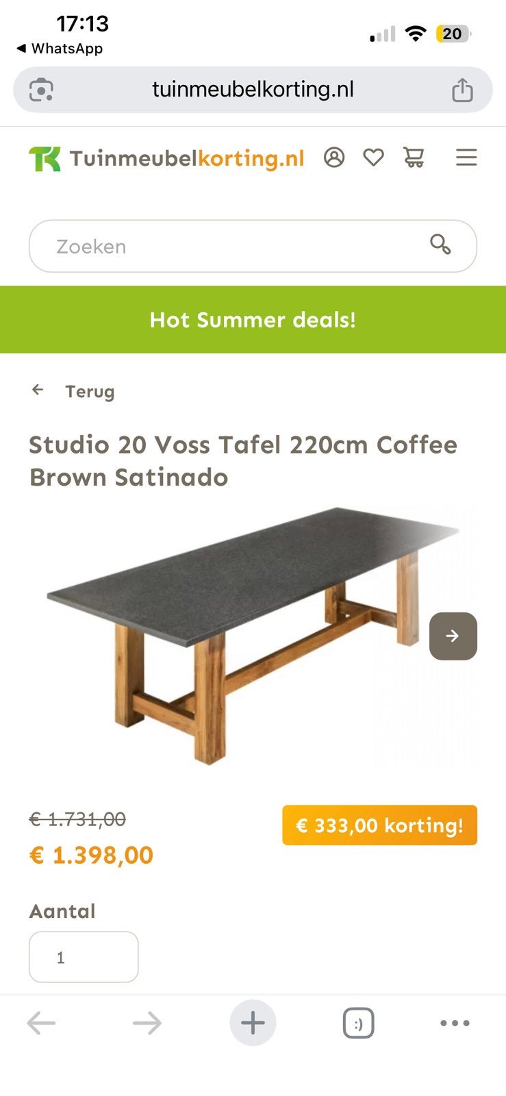 Tuintafel met granieten blad, Ophalen, Gebruikt, Rechthoekig, Overige materialen