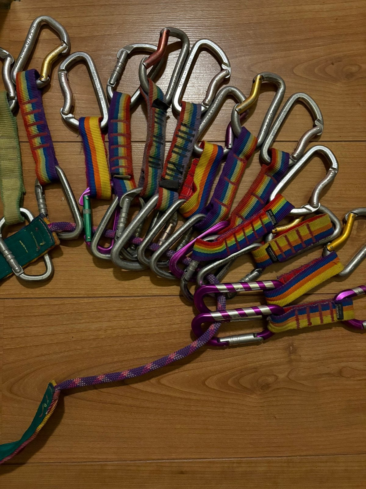 Set van diverse klimkarabiners en quickdraws, Ophalen of Verzenden, Gebruikt, Klimsport-accessoire