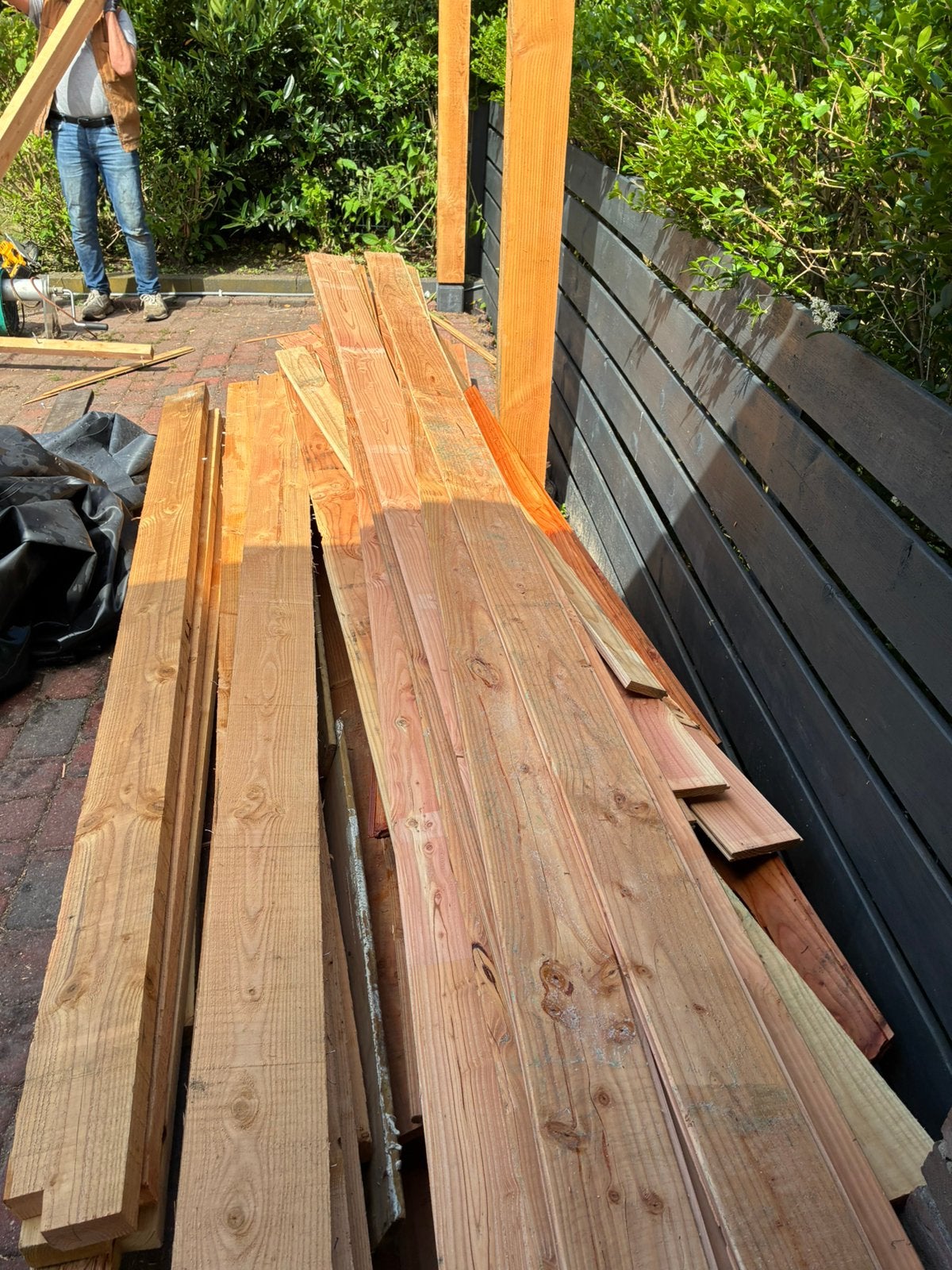 Douglas hout. 20 balken 5x15 40m2 dakbeschot, Ophalen of Verzenden, Zo goed als nieuw, 250 cm of meer, Balken