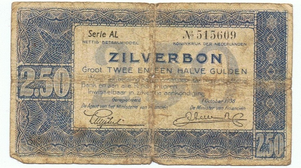 Zilverbon 2,50  Nr. 415, Ophalen of Verzenden, 25 gulden, Los biljet