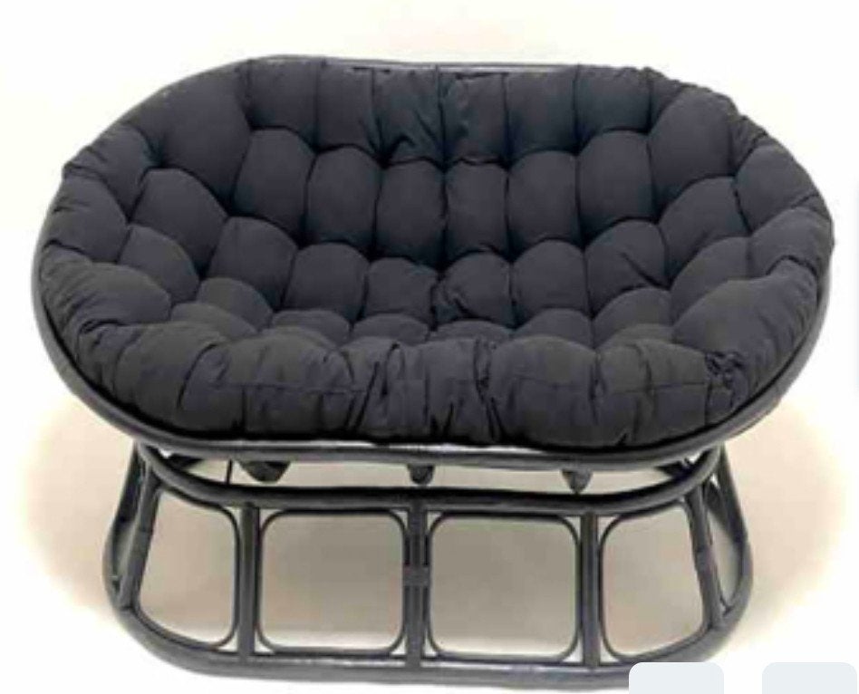 Comfortabele mamasan stoel met zwart kussen, Ophalen, Bohemian, Relaxed, 100 tot 125 cm, 150 tot 200 cm