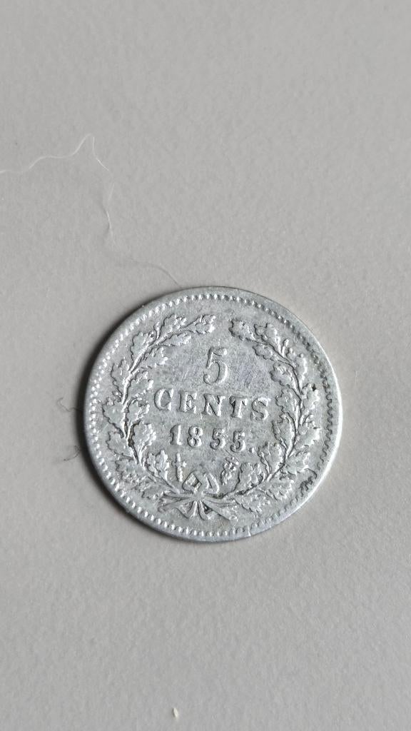 5 cent 1855, Postzegels en Munten, Munten | Nederland, Koning Willem III, Zilver, Ophalen of Verzenden, Losse munt