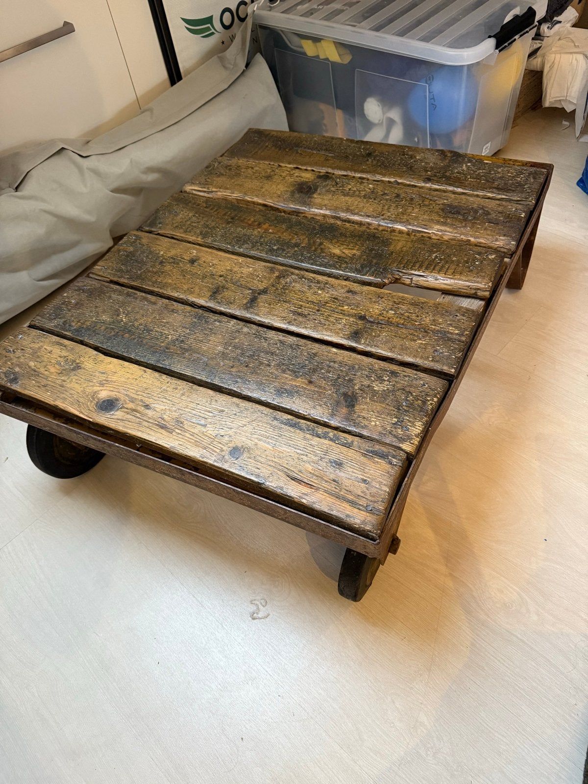 Vintage industriële trolley/salontafel, Ophalen