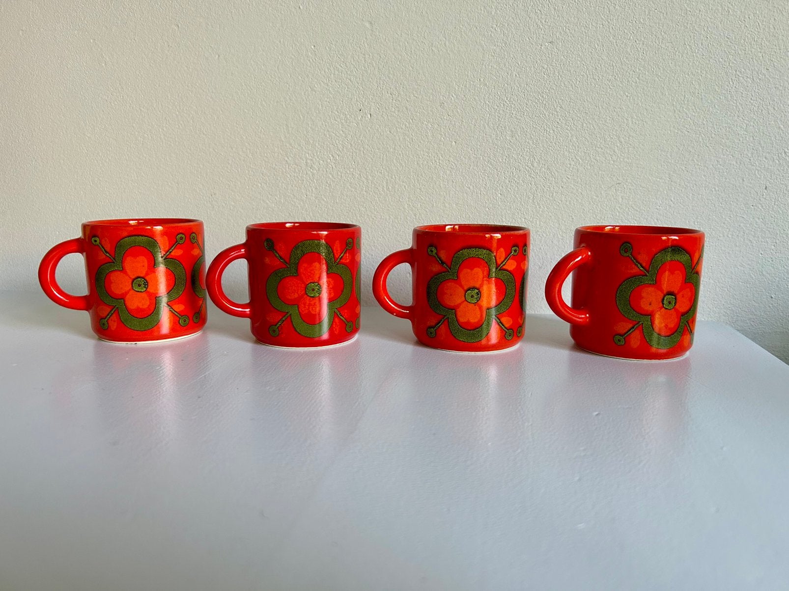 Retro bekertjes, Gebruikt, Vintage, Aardewerk, Mok