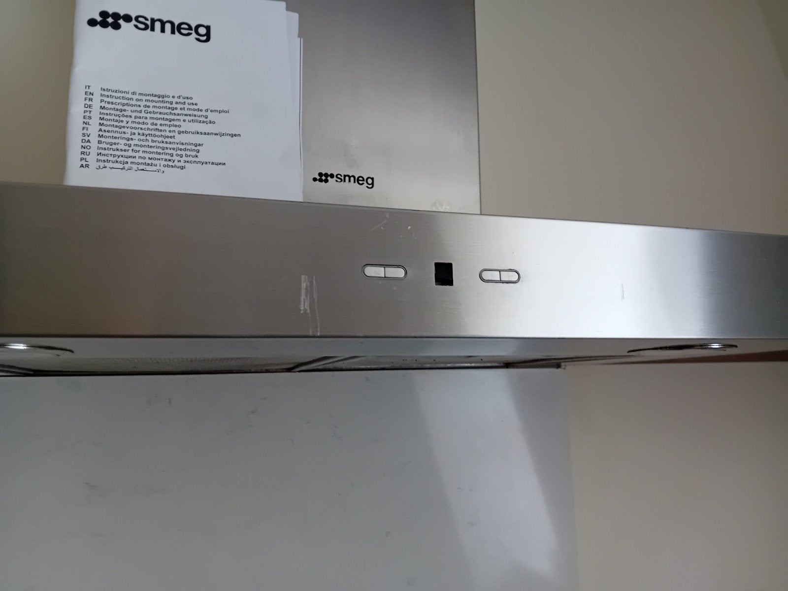 Smeg afzuigkap 70 cm, Ophalen, Gebruikt, Wandschouwkap, Vrijstaand