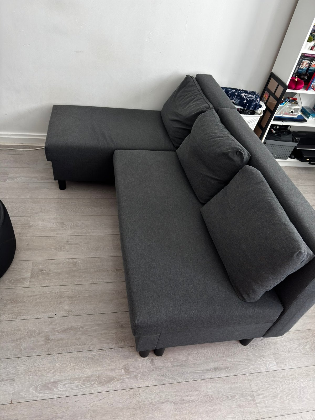 IKEA ÄLVDALEN slaapbank met chaise longue, donkergrijs, Ophalen, 125 tot 150 cm, 150 tot 200 cm, Driepersoons