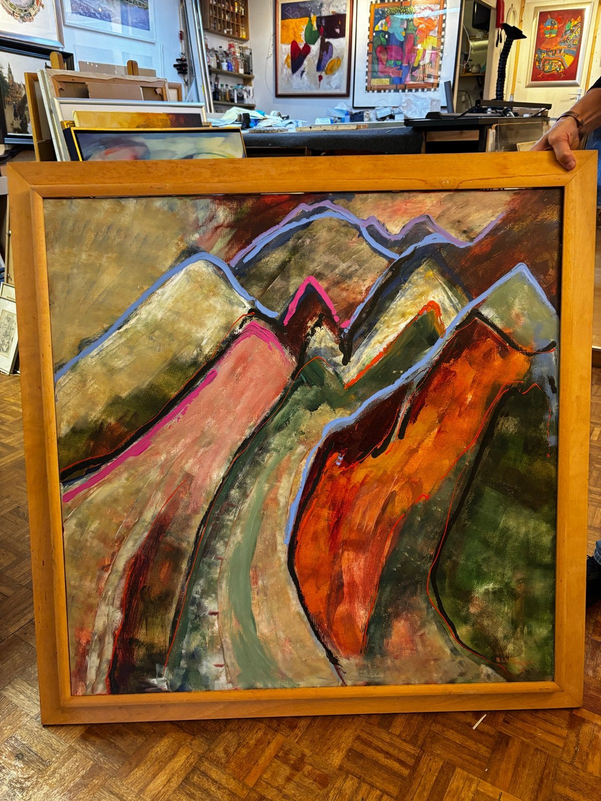 Schilderij Maya Wildevuur - Abstract Landschap (140x100cm), Antiek en Kunst, Ophalen