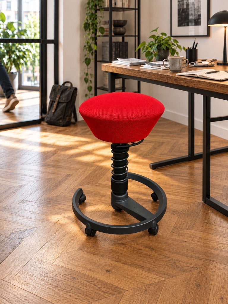 Earis Ergonomische Kruk op wielen, Ophalen, Zo goed als nieuw, Bureaukruk, Rood