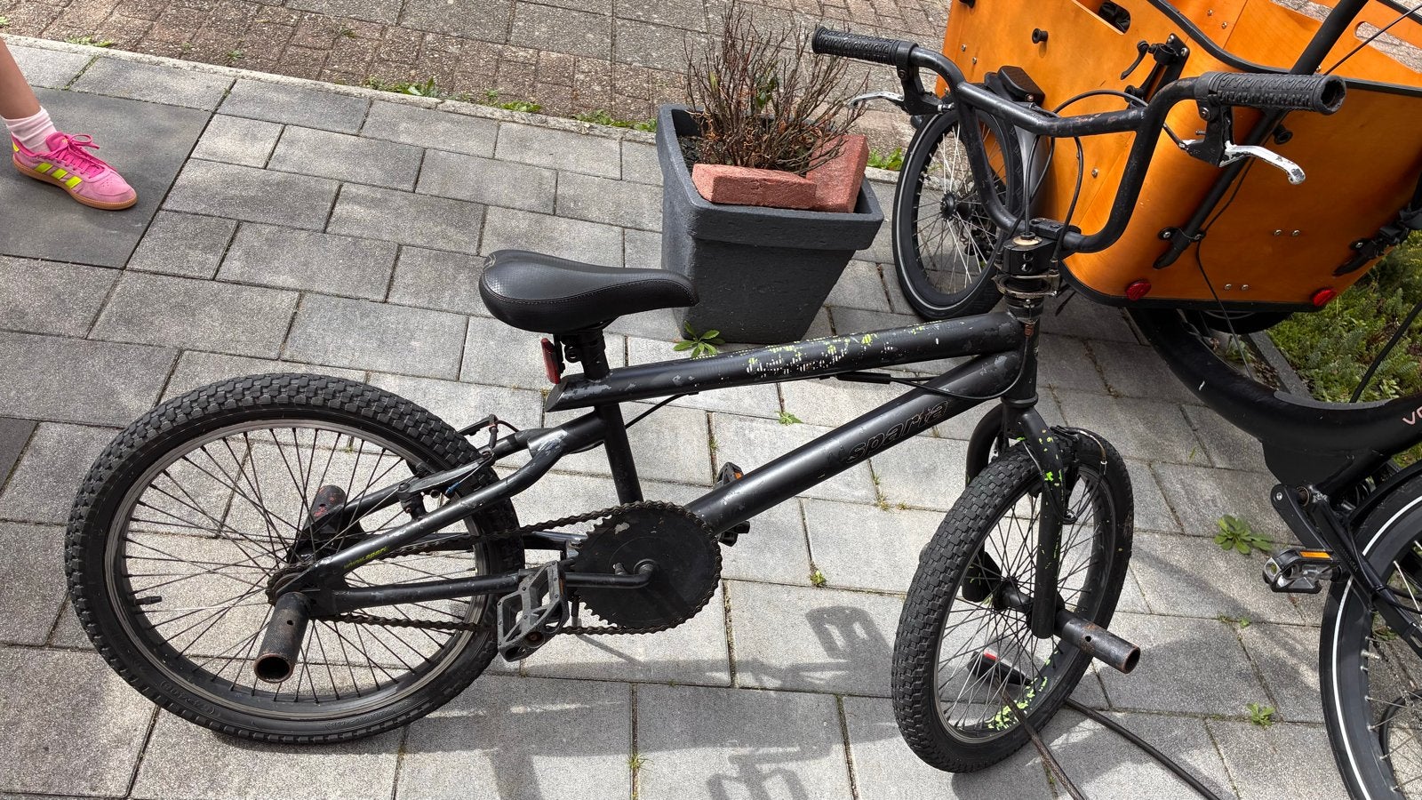 BMX fiets 20 inch - Zwart met voetsteunen, Gebruikt, Staal, Velgrem, 20 tot 24 inch