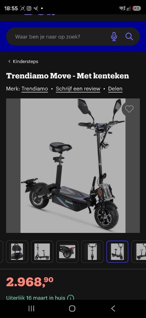 Trendiamo electrische step (legaal op de weg) met kenteken, Fietsen en Brommers, Ophalen of Verzenden, Nieuw, Elektrische step (E-scooter)