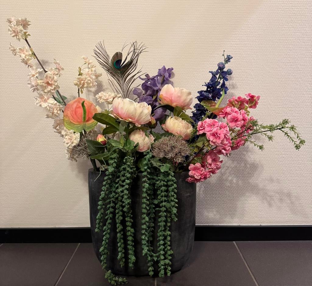 Silk-ka zijdebloemen in vaas, Ophalen, Binnen, 90 cm, Zijde