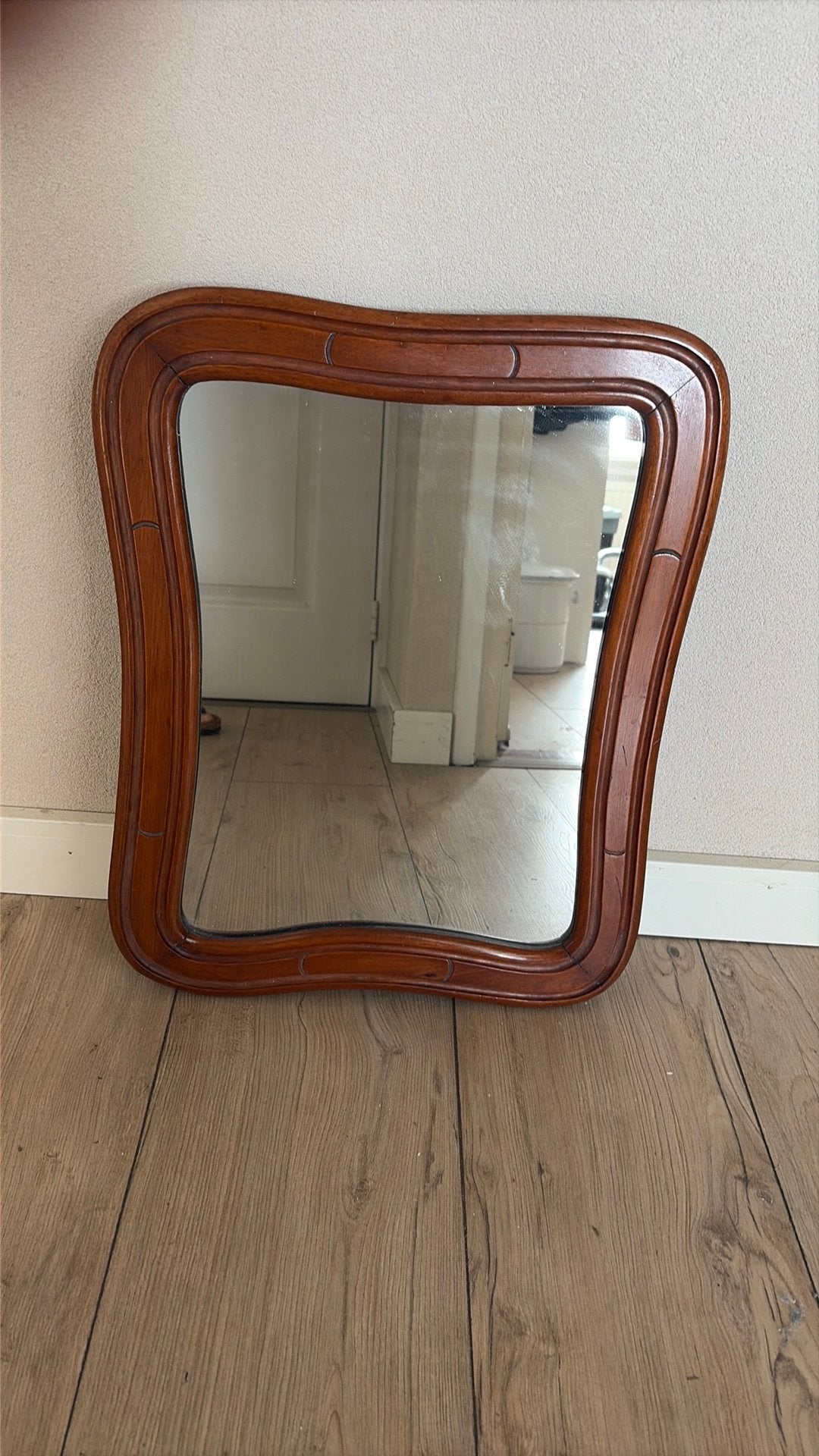 Antieke spiegel, Ophalen of Verzenden, Ovaal, Minder dan 50 cm, Minder dan 100 cm