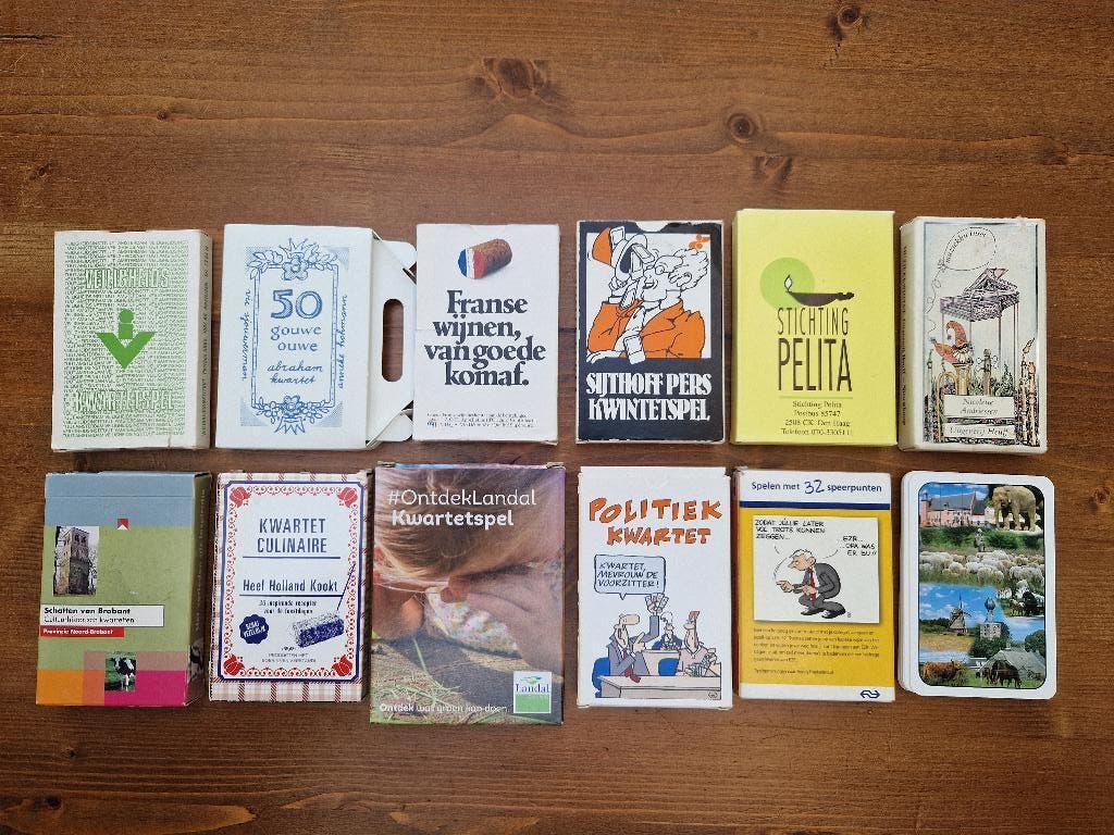 Set van 12 kwartetten – diverse intressante thema’s, Ophalen of Verzenden, Zo goed als nieuw, Speelkaart(en)