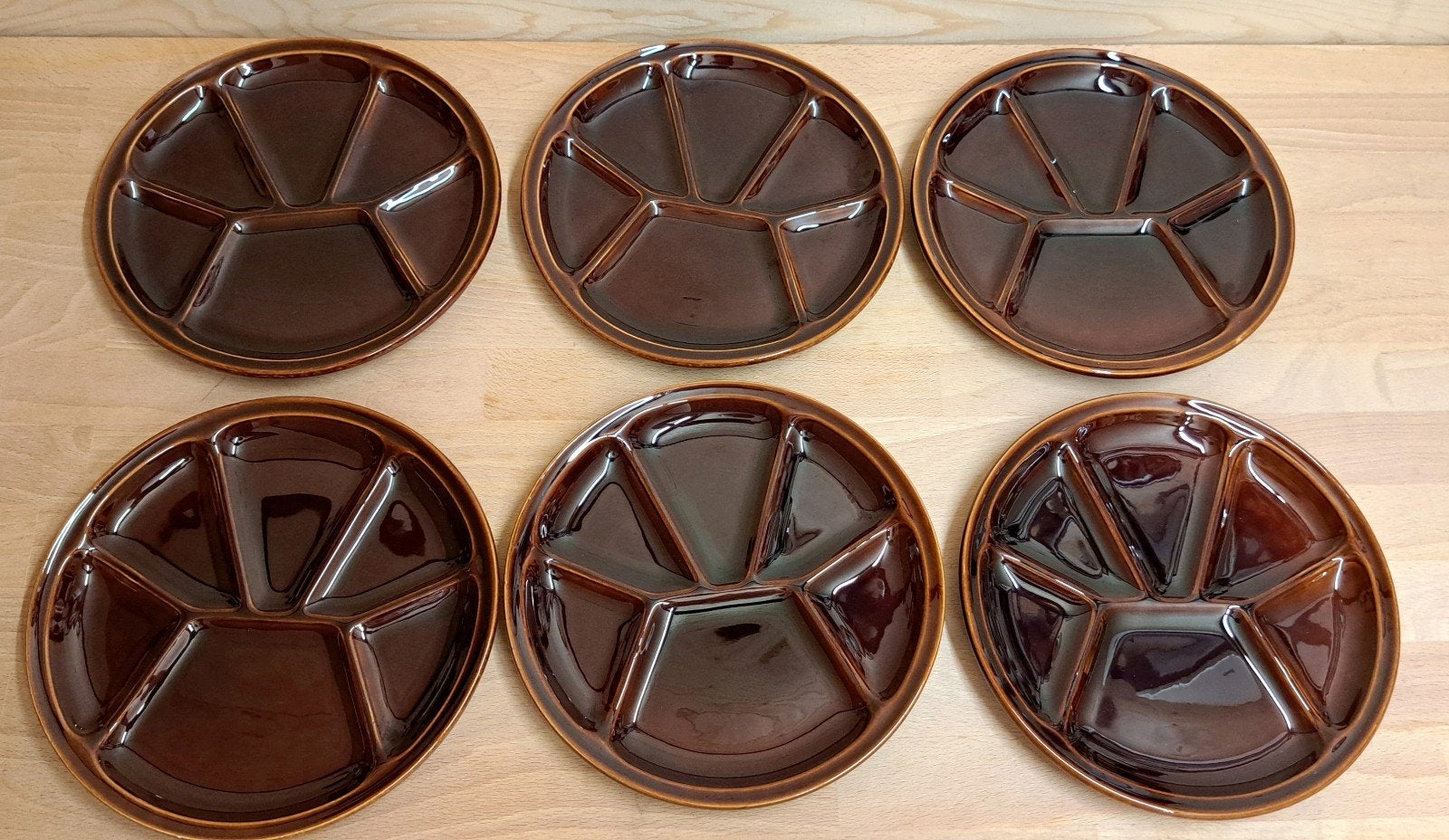 Gien - set van 6 BBQ of gourmette borden, Antiek en Kunst, Antiek | Servies los, Ophalen of Verzenden