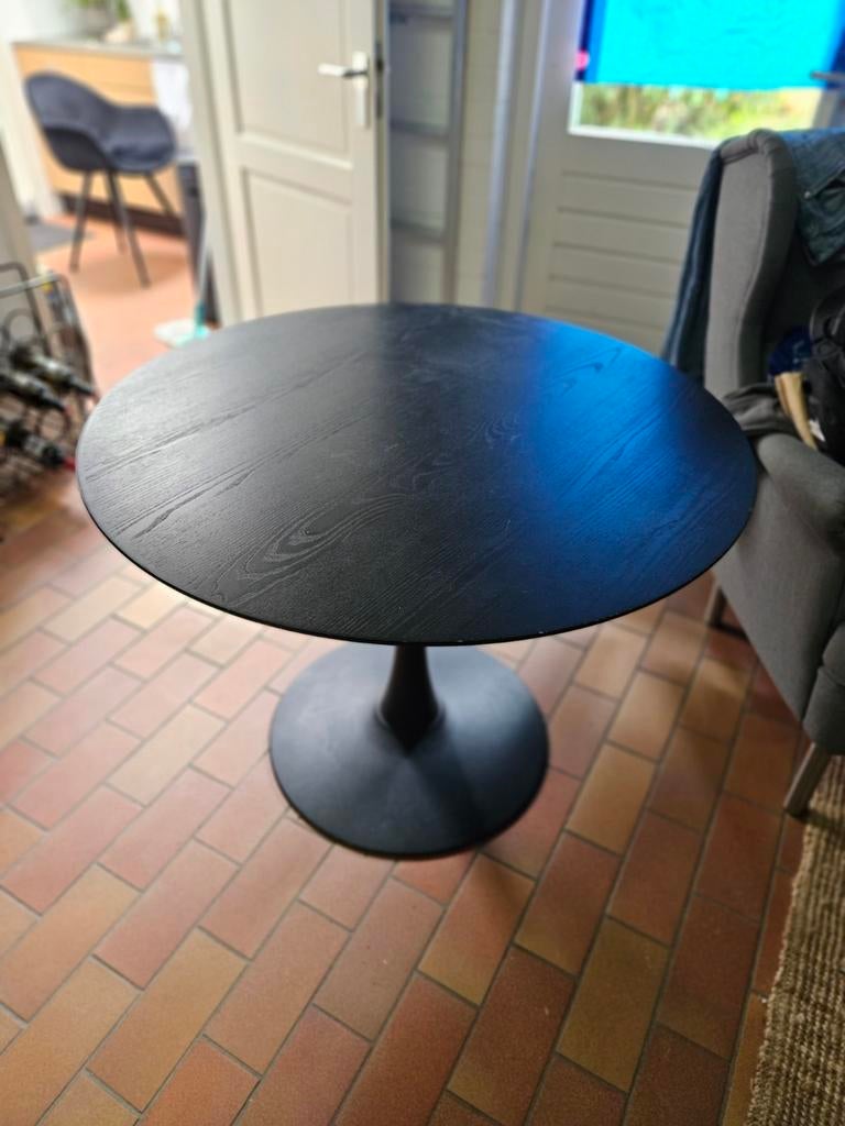 RINGSTED ronde eettafel – zwart essen fineer – Ø100 cm, Ophalen, Gebruikt