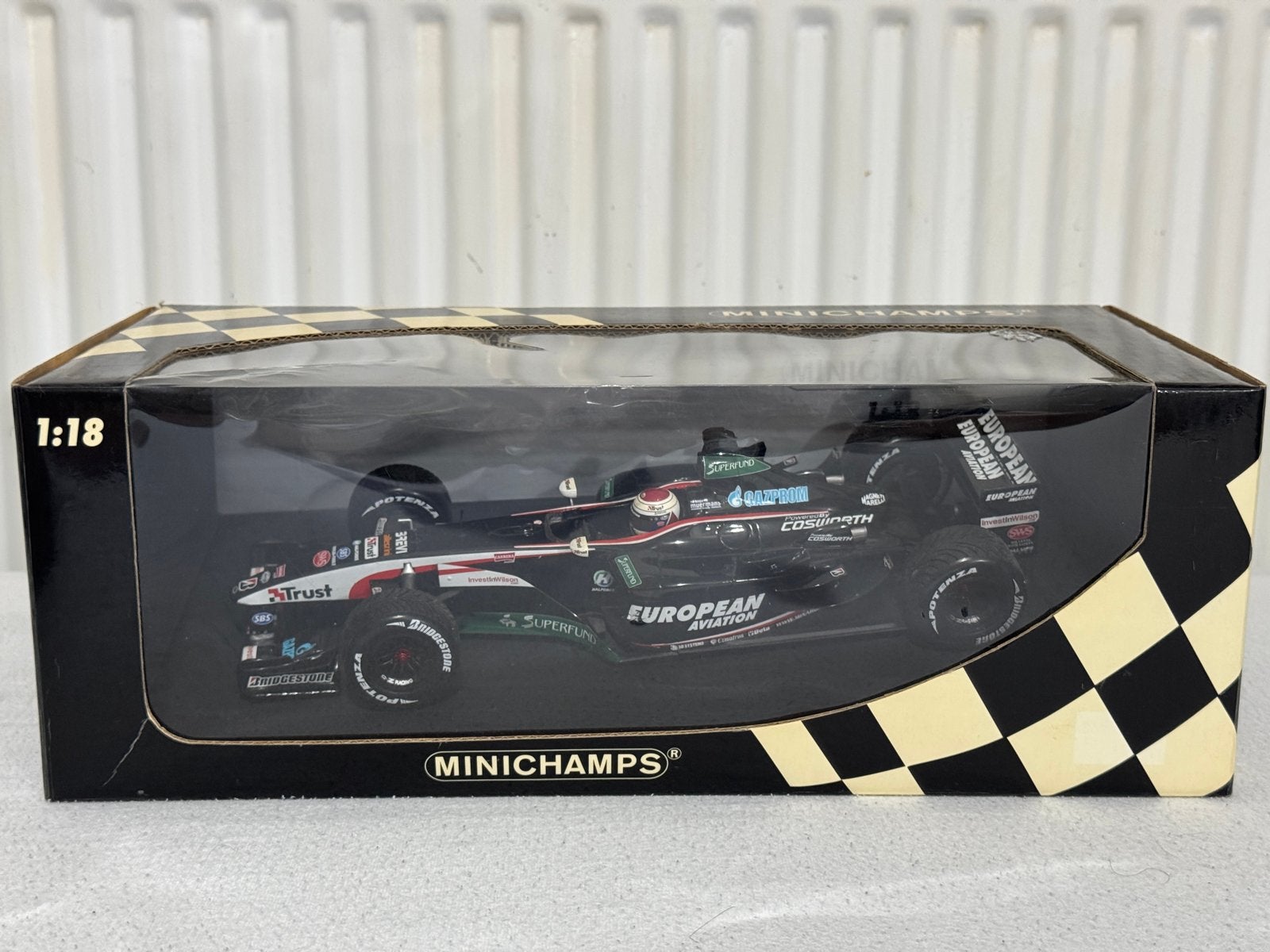 1:18 Minardi Cosworth PS03 Brazil Verstappen Minichamps, Ophalen of Verzenden, Zo goed als nieuw, Auto, MiniChamps