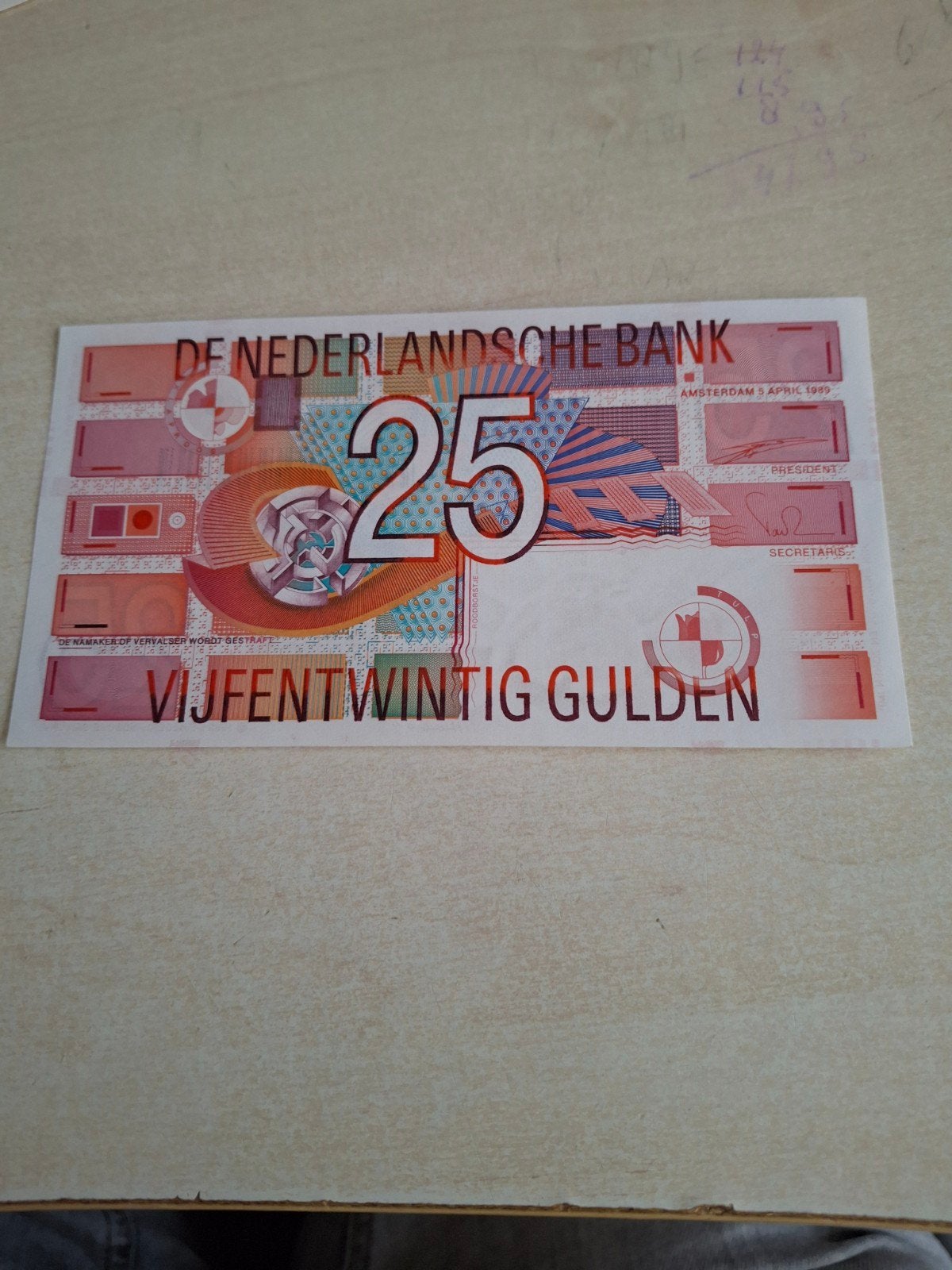 25 gulden 1989  UNC, Ophalen of Verzenden, 25 gulden