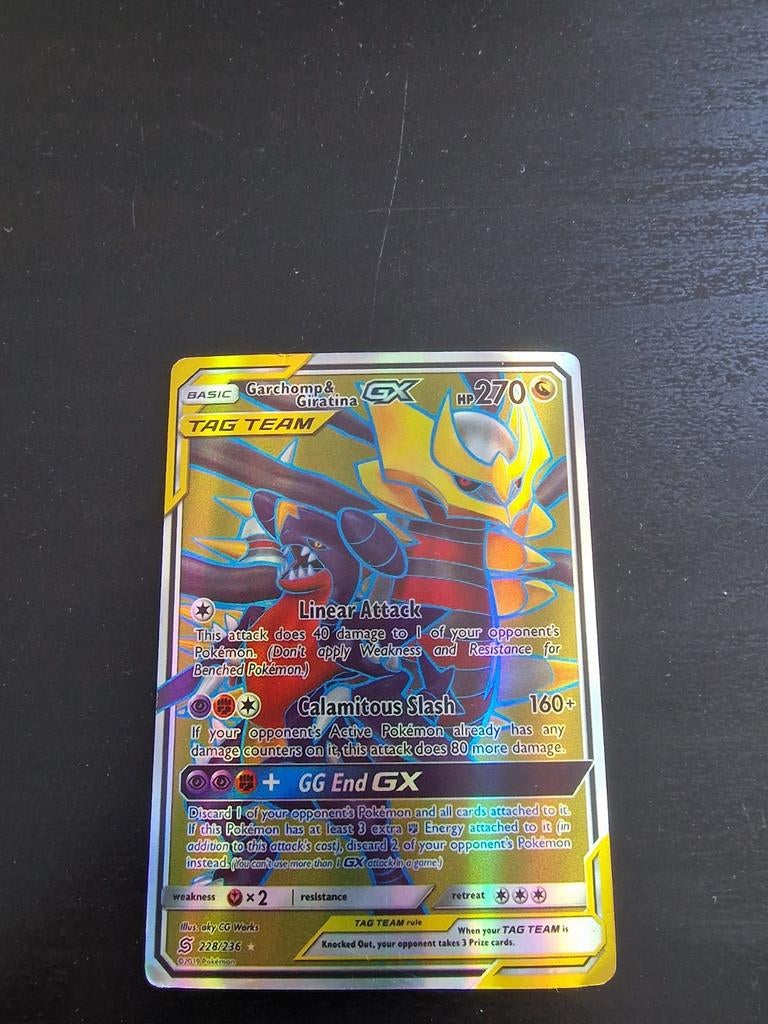 Garchomp & Giratina GX TAG TEAM Pokémon Kaart 228/236, Ophalen of Verzenden, Zo goed als nieuw, Losse kaart, Foil