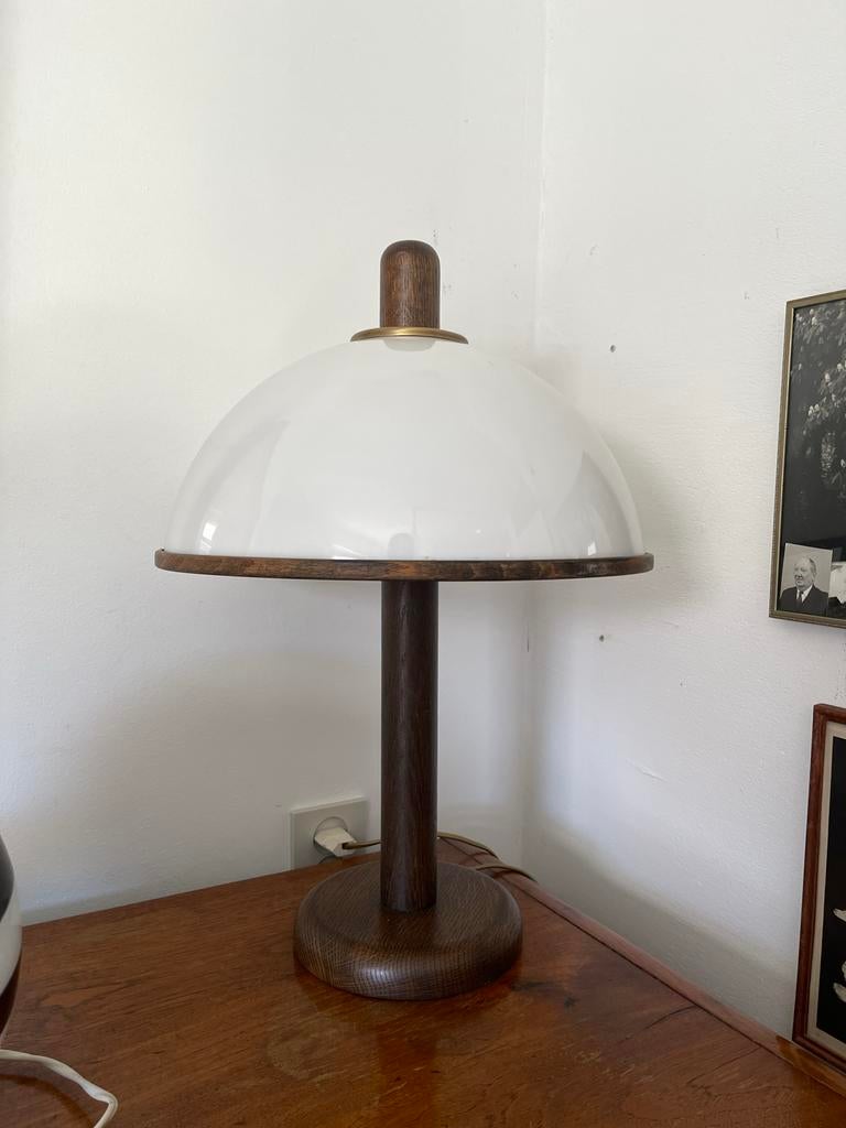 Vintage Steinhauer paddestoel lamp - Wit & Bruin, Antiek en Kunst, Ophalen