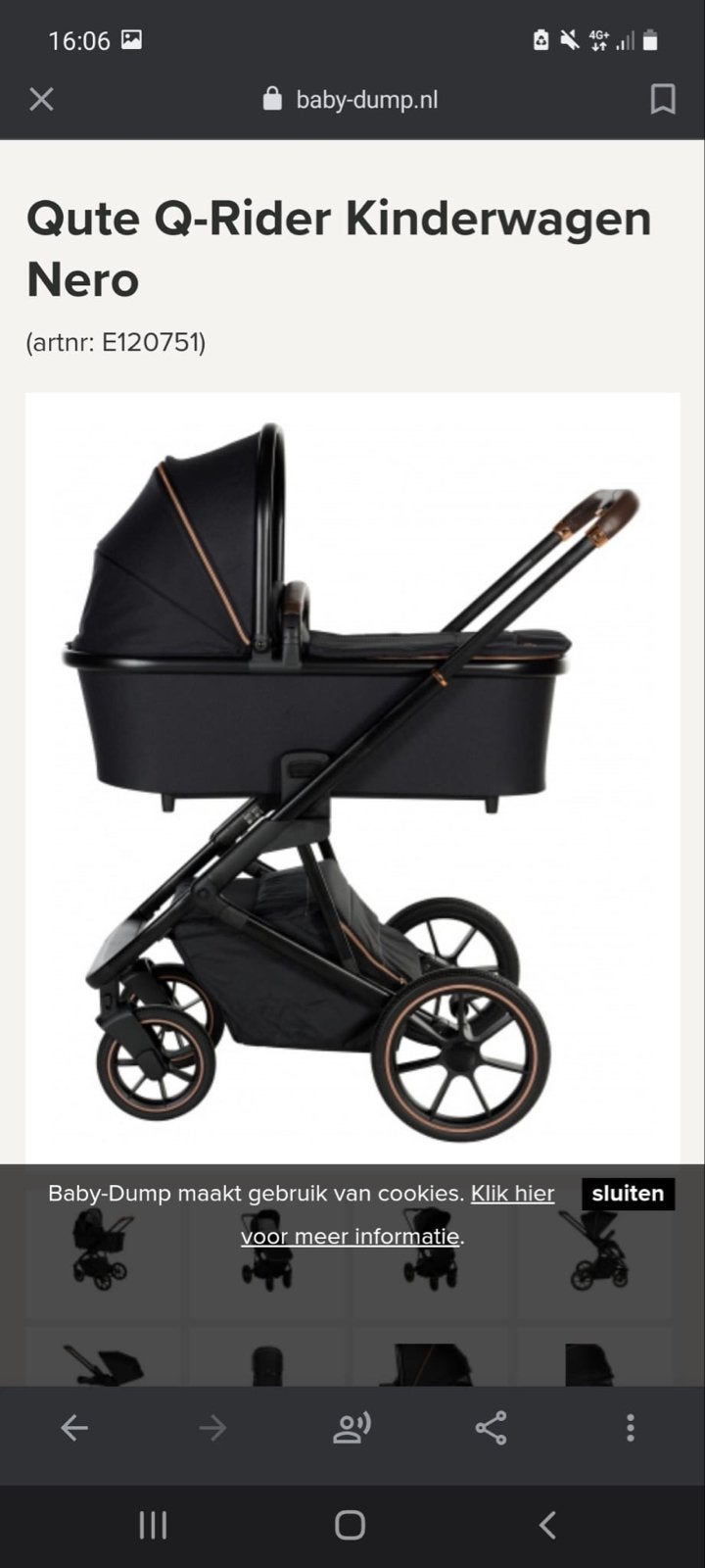 Qute Q-Rider Kinderwagen Nero - Gebruikt, maar gereinigd, Gebruikt, Met reiswieg, Ophalen, Kinderwagen