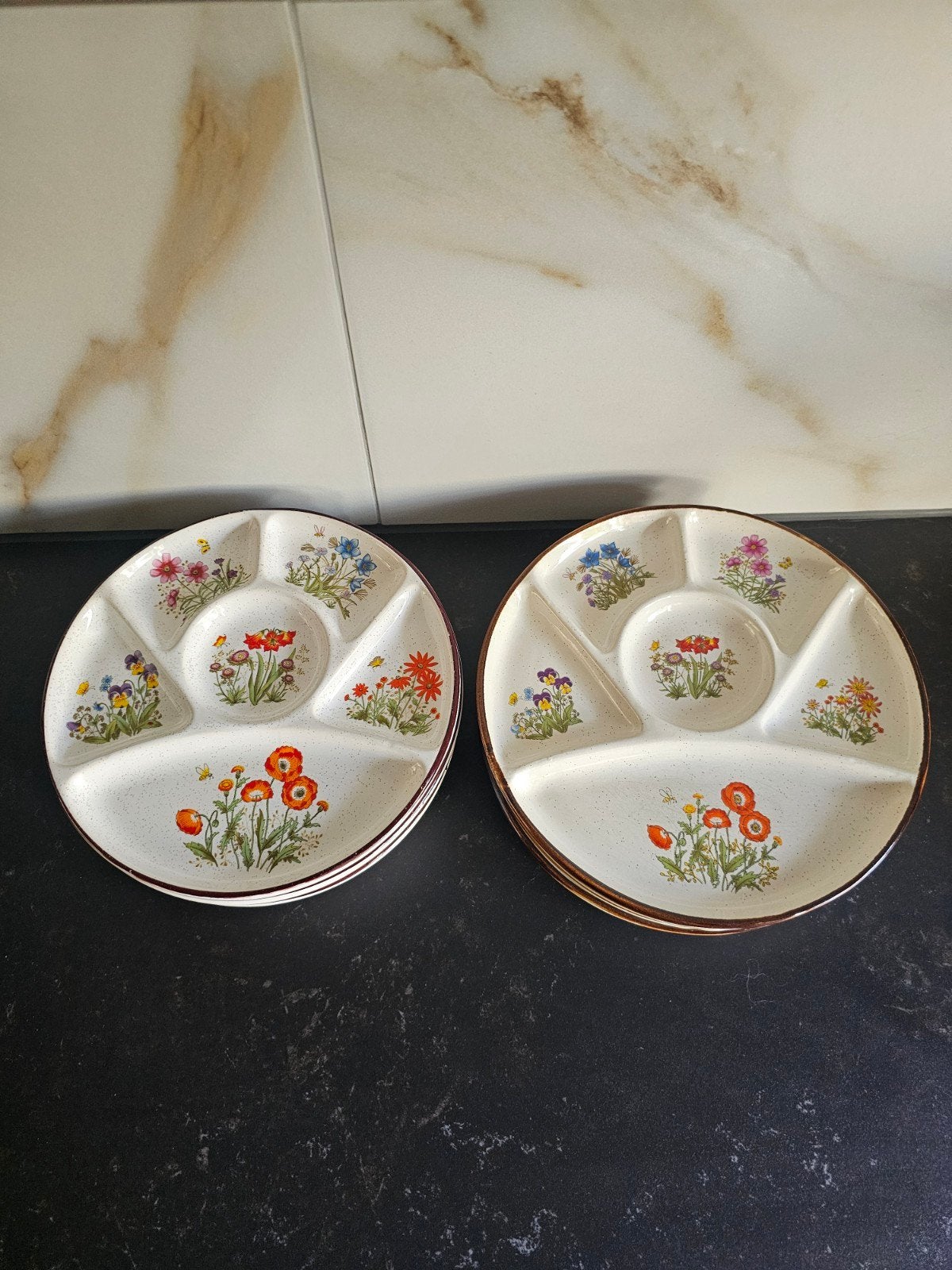 Vintage Wild Flowers gourmet-/fondueborden – 8-delige set, Ophalen of Verzenden