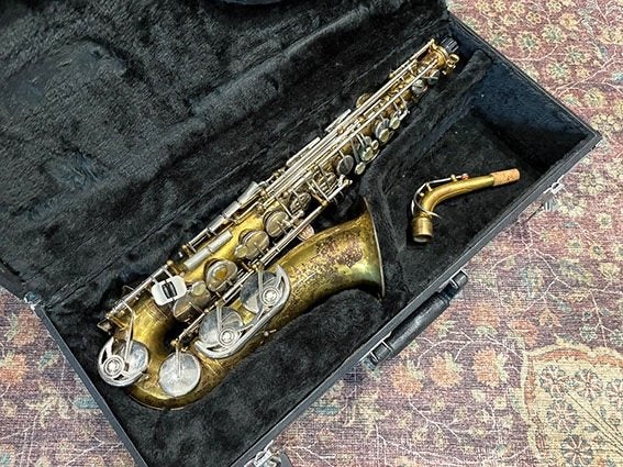 Vintage B&S Blue Label altsaxofoon, Ophalen of Verzenden, Gebruikt, Alt, Met koffer