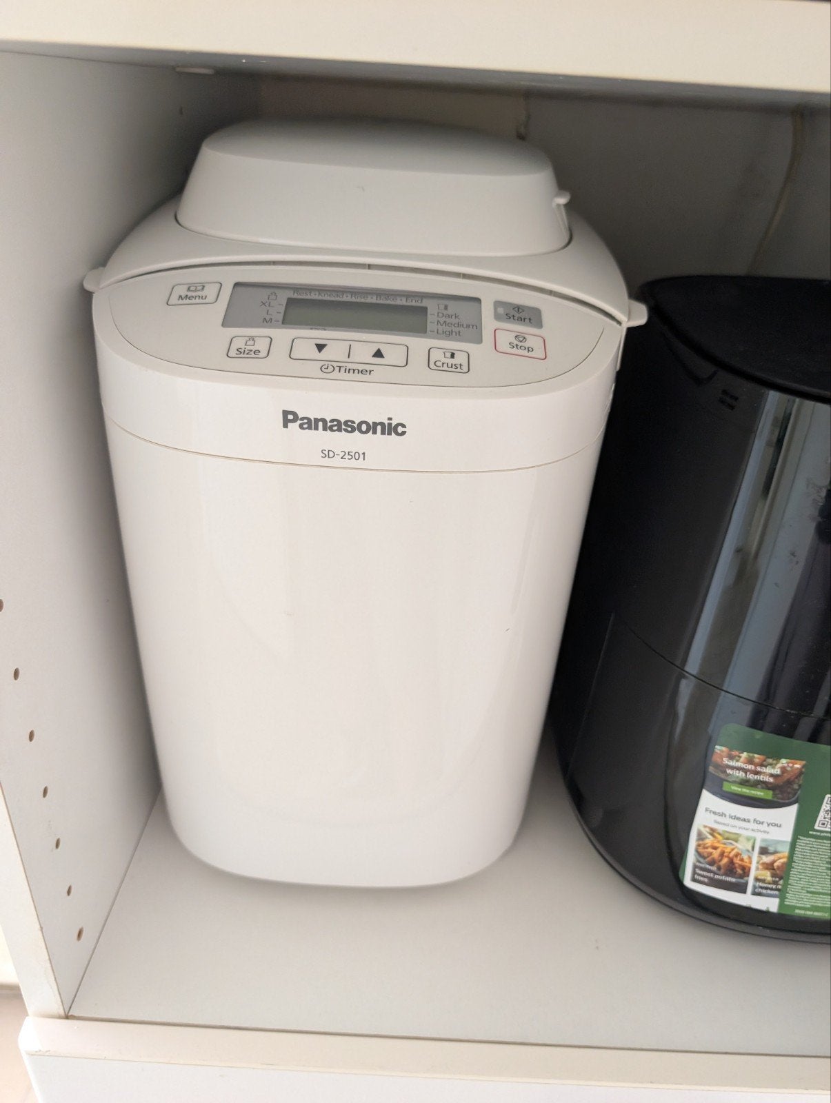 Panasonic SD-2501 Broodbakmachine - Wit, 800 tot 1200 gram deeg, Ophalen, Met timer, Gebruikt