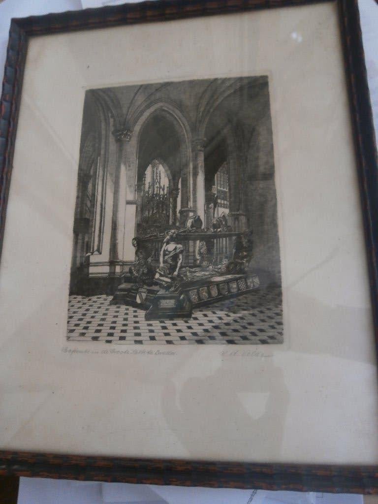 BREDA, Kerk met de Graftombe ets  van  v/d Velde, Ophalen of Verzenden, Ets