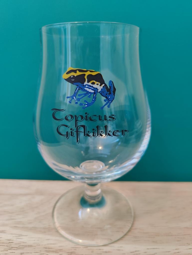 Een Topicus Gifkikker bierglas, uitstekende staat, Verzenden, Zo goed als nieuw, Glas of Glazen, Overige merken