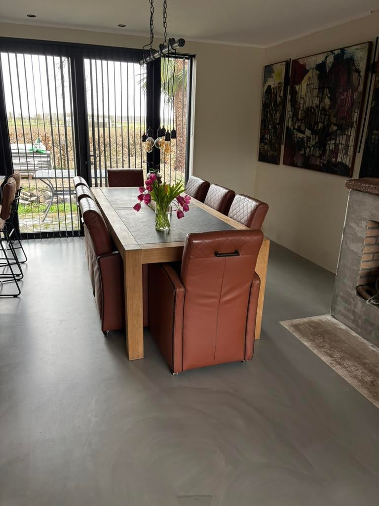 Grote eettafel 2.40x1.00m (zonder stoelen), Huis en Inrichting, Ophalen, Gebruikt, 200 cm of meer, 50 tot 100 cm