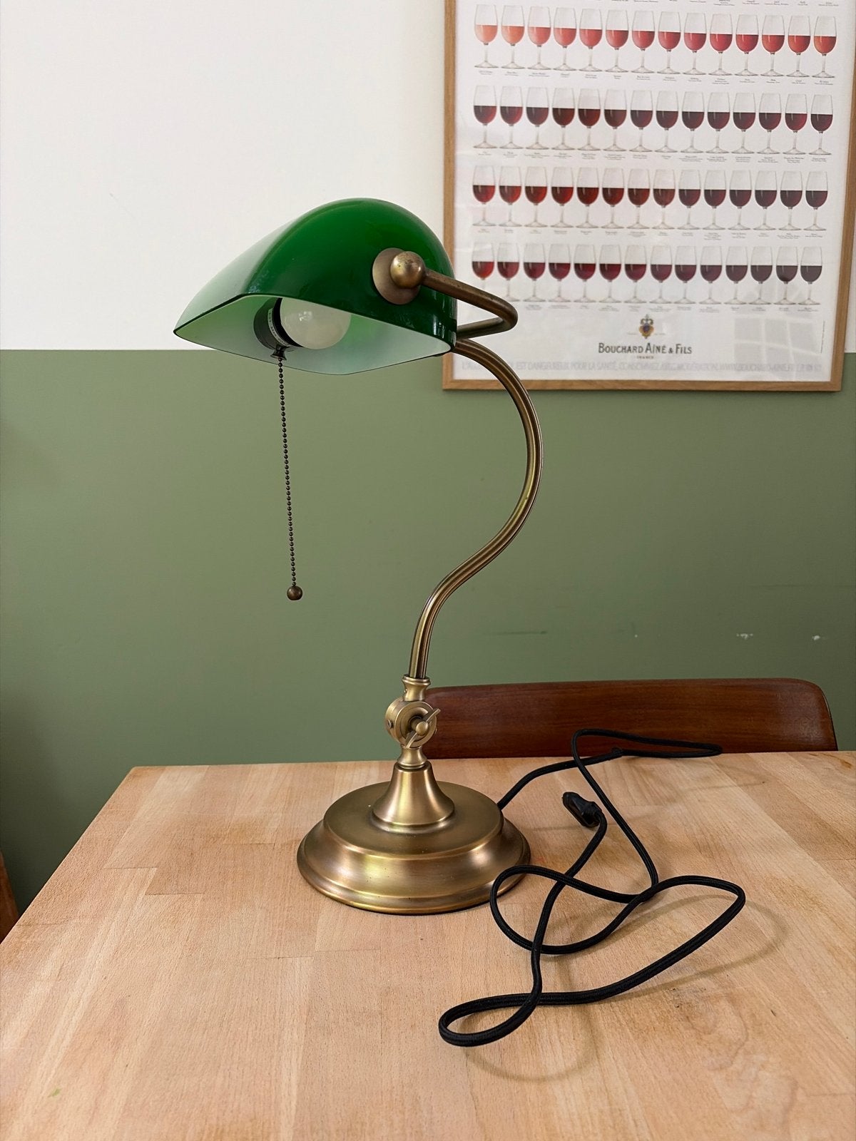 Bankierslamp met groen glazen kap - Steinhauer, Ophalen