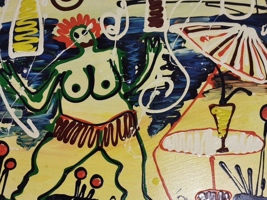 Origineel Jacob Kanbier  Gesigneerd  Acryl op doek, Ophalen