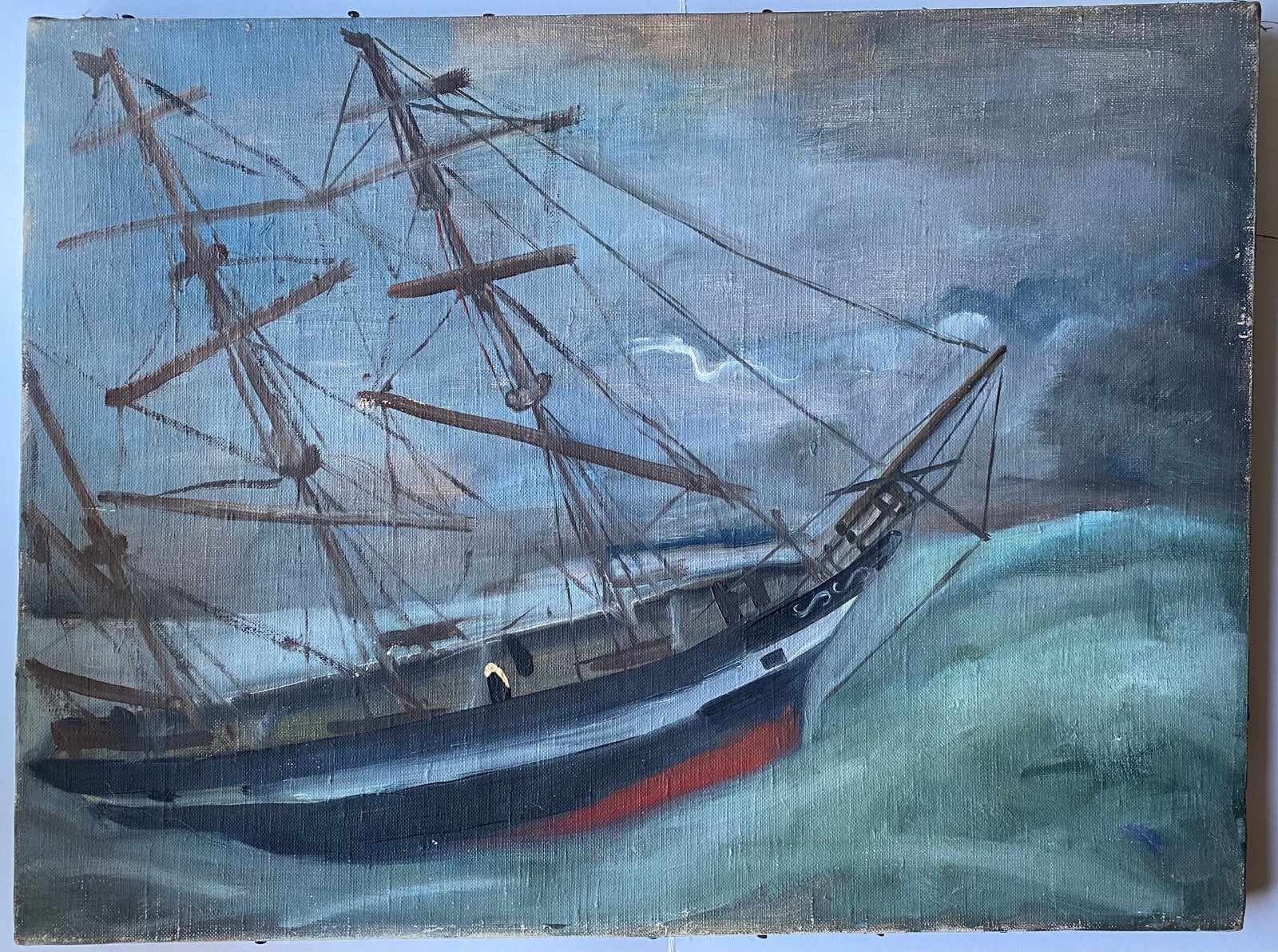 Maritiem schilderij. Olieverf / doek, Verzamelen, Ophalen of Verzenden, Zo goed als nieuw, Kaart, Foto of Prent