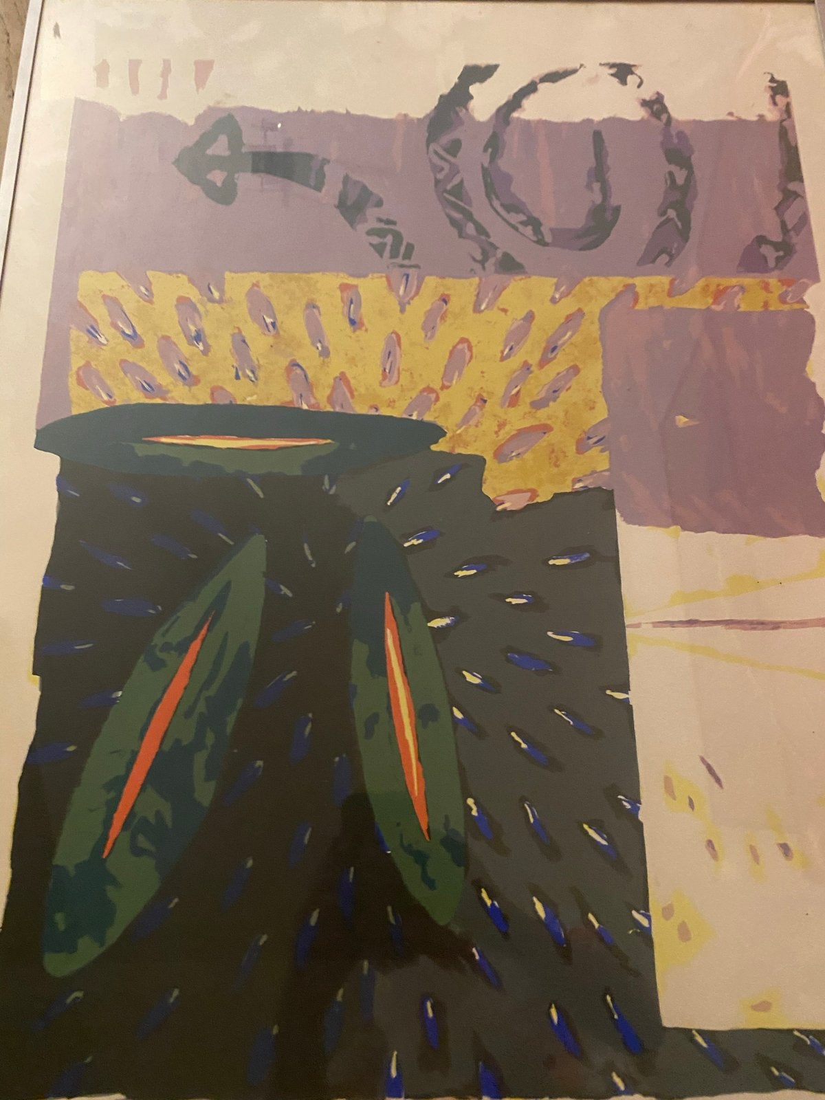 Abstract Schilderij Rien Bout '88 - Gesigneerd en Ingelijst, Ophalen, Abstract, Papier/karton, Gesigneerd
