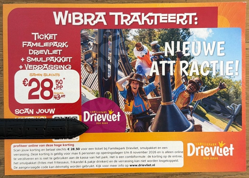 Kortingsbon familiepark Drievliet. (Max 6 personen per bon), Drie personen of meer, Kortingskaart