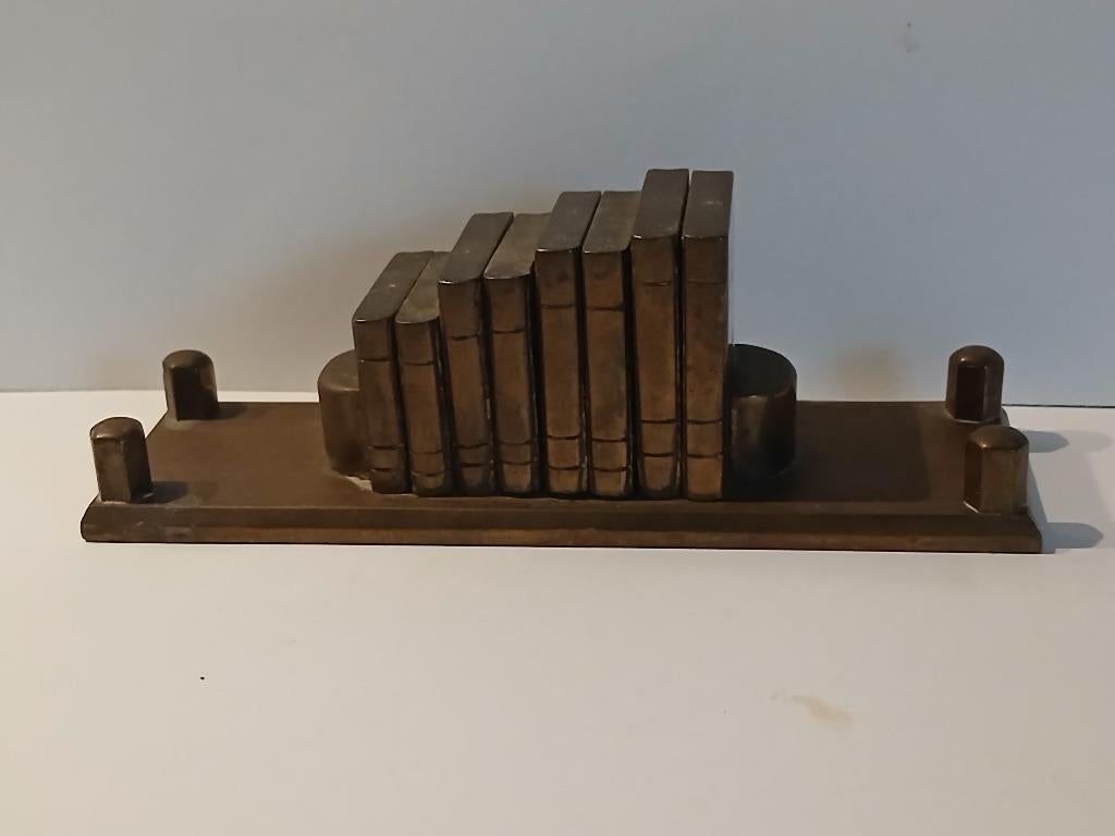 Antiek Koperen Beeldje "Boekenplank"., Antiek en Kunst, Ophalen of Verzenden