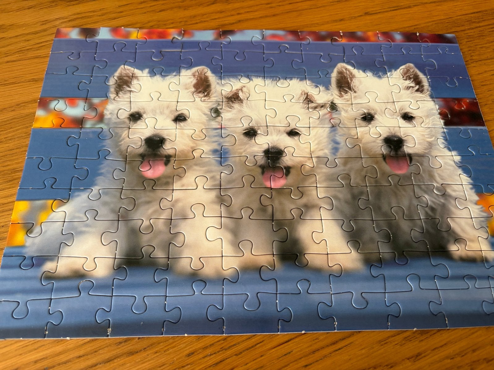 Puzzel box 2x 99 stukjes - Honden en Paarden, Ophalen of Verzenden, Meer dan 50 stukjes, Gebruikt, 6 jaar of ouder