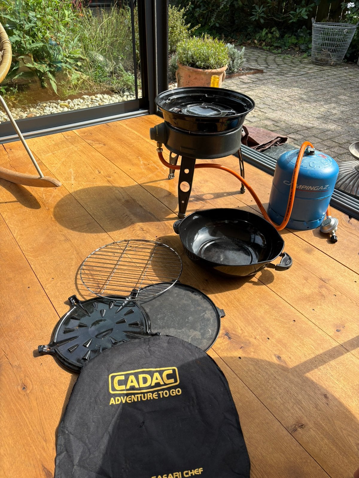 Safari chef kampeertoestel met gastank, Ophalen, Gebruikt