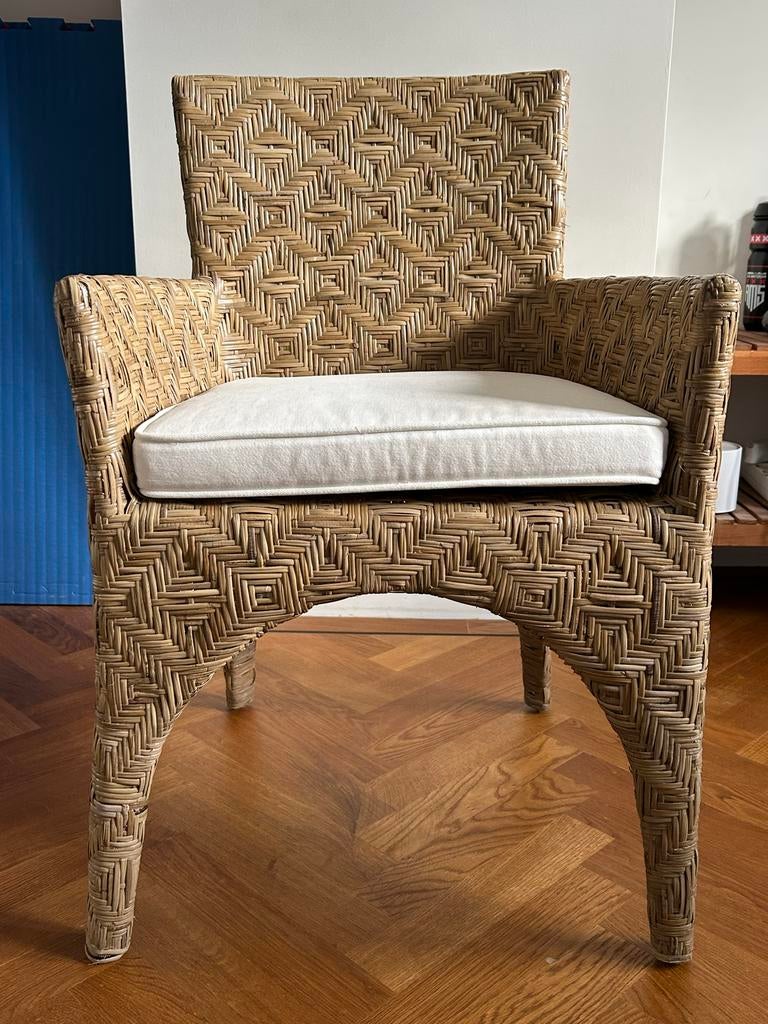 Riviera Maison The Hamptons Dining Armchair Rotan Nieuw, Ophalen, Bruin, Nieuw, Riet of Rotan