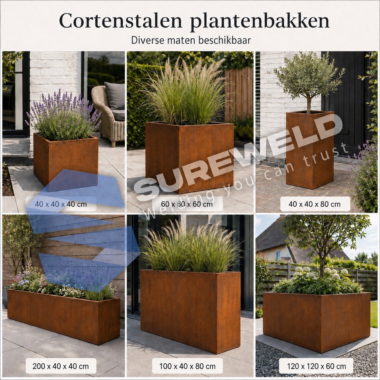 Cortenstalen plantenbakken op maat | Diverse maten, Ophalen, 100 cm of meer, Nieuw, Binnen