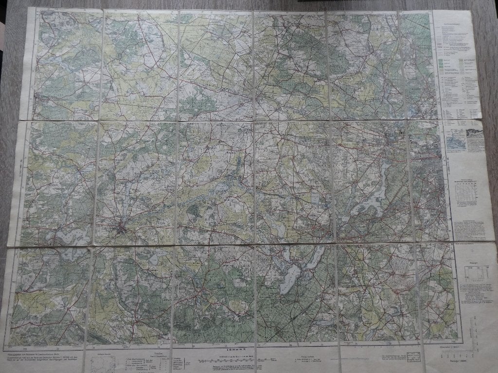 Duitse stafkaart op linnen, westelijk deel van Berlijn, Verzenden, Landmacht, Duitsland, Foto of Poster