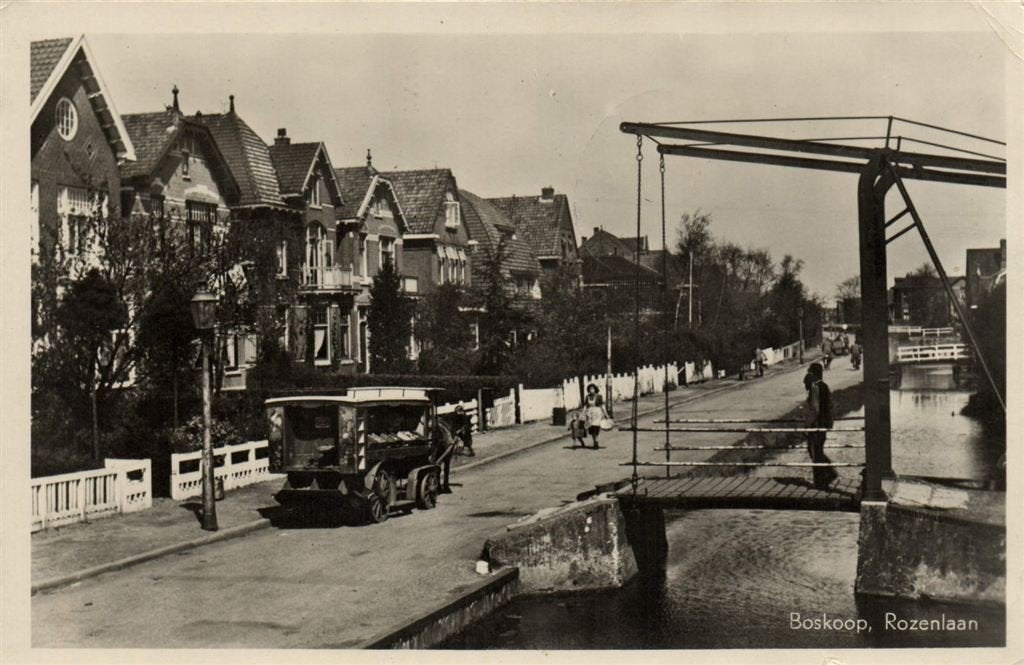 Boskoop, Rozenlaan - paard en wagen groentenman - 1949 gelop, Verzenden, 1940 tot 1960, Gelopen, Zuid-Holland