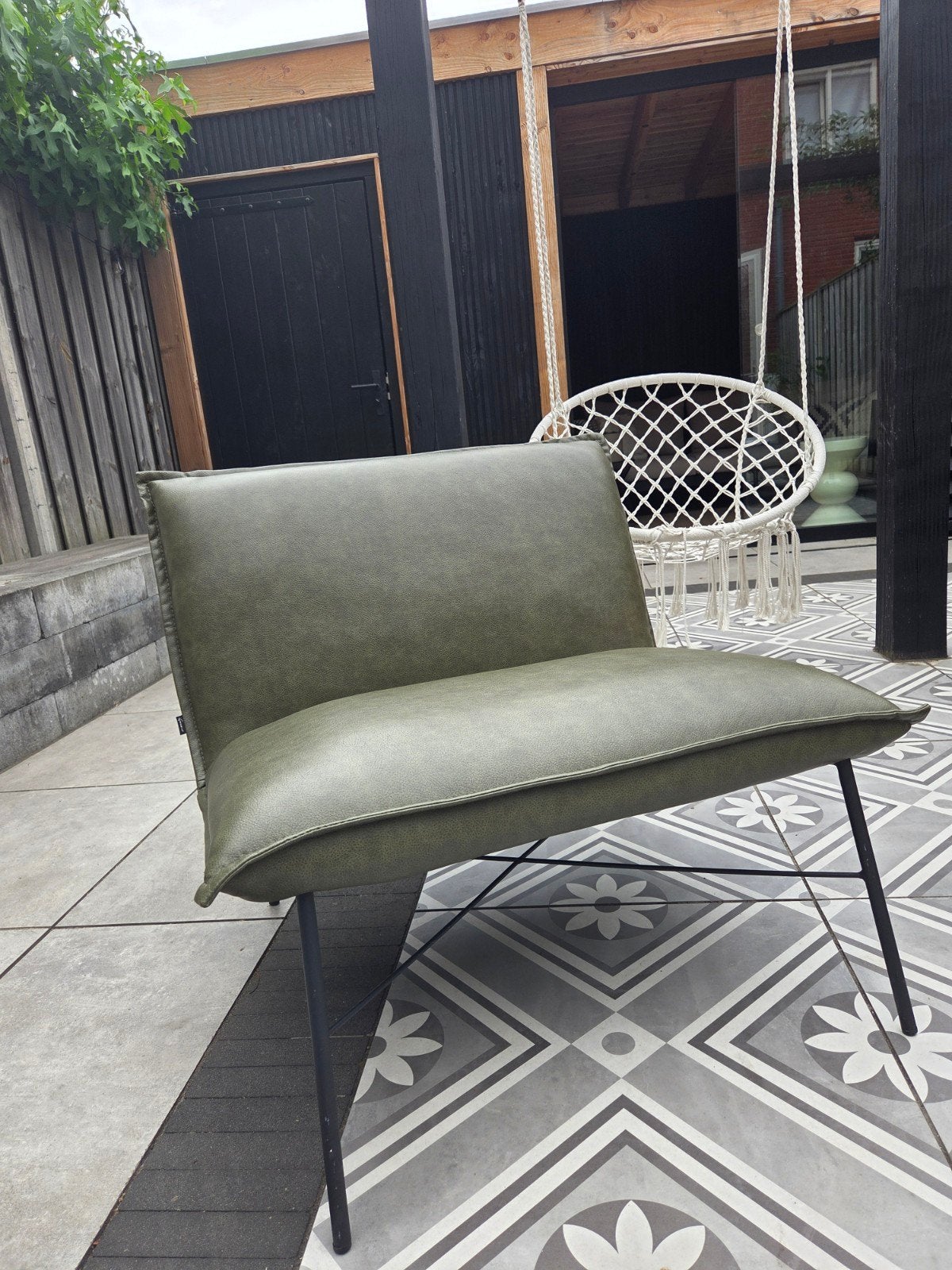 Goossens fauteuil, olijfgroen, zo goed als nieuw, Ophalen, Overige kleuren, Zo goed als nieuw, Leer